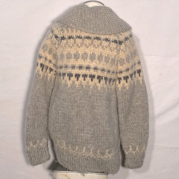 Vintage Genuine Cowichan Hand Knit Full Zip Fair Isle Wool Sweater M - Picture 12 of 16